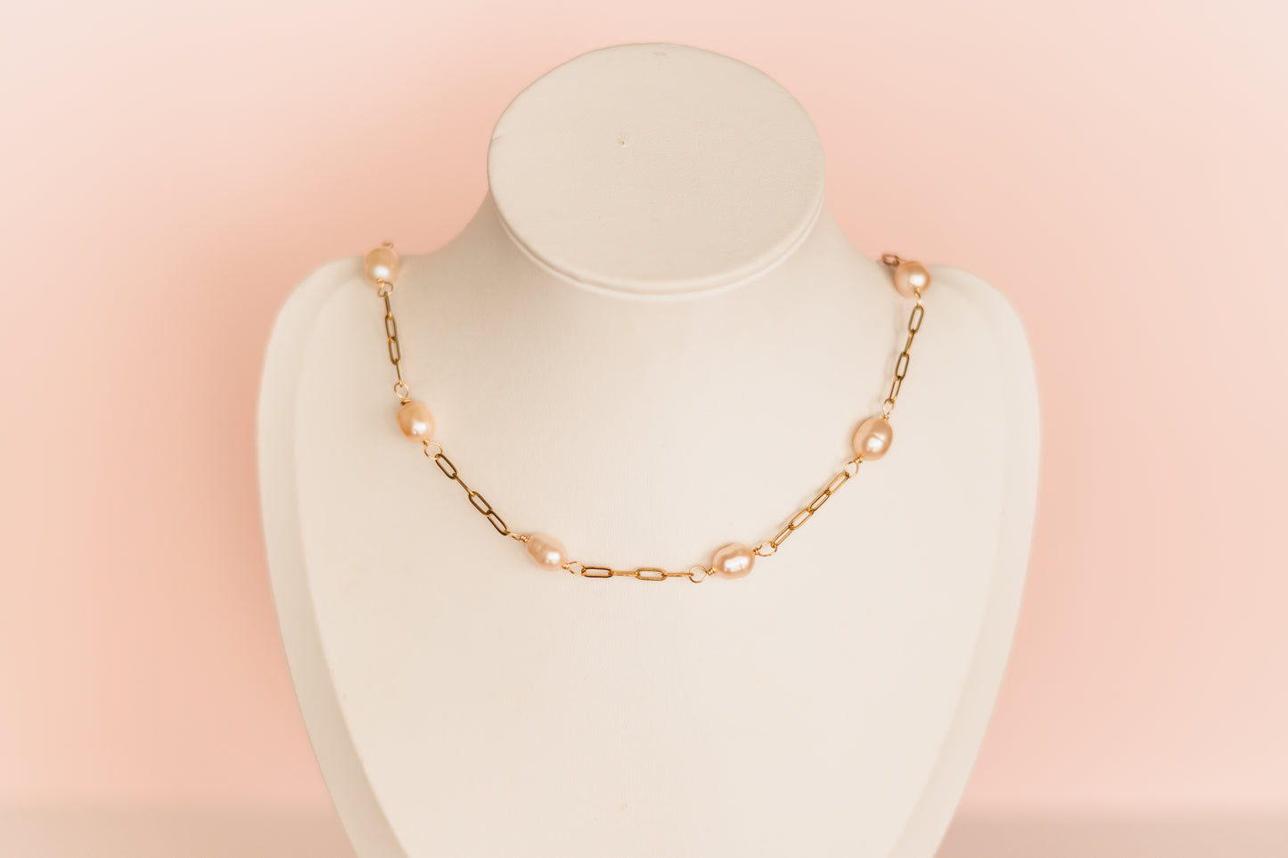 Lexi - Pink Freshwater Pearl Link Necklace - Always Augustine Birthday Collection
