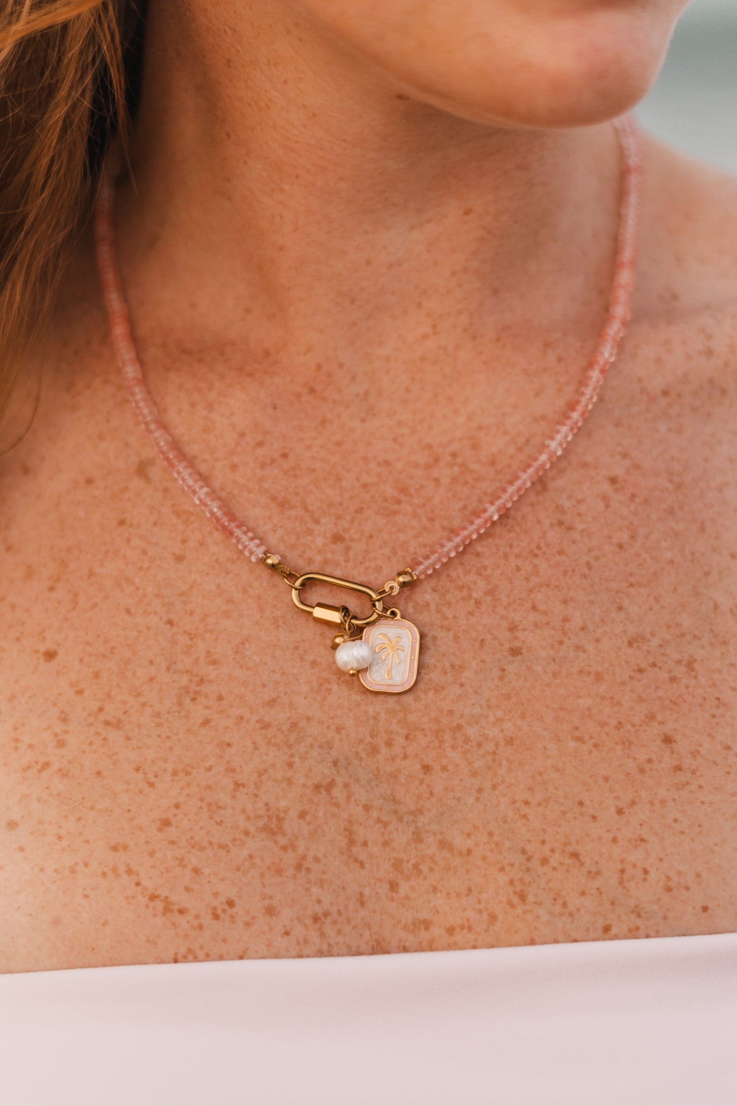 Lucy | Waterproof Beaded Carabiner Charm Necklace