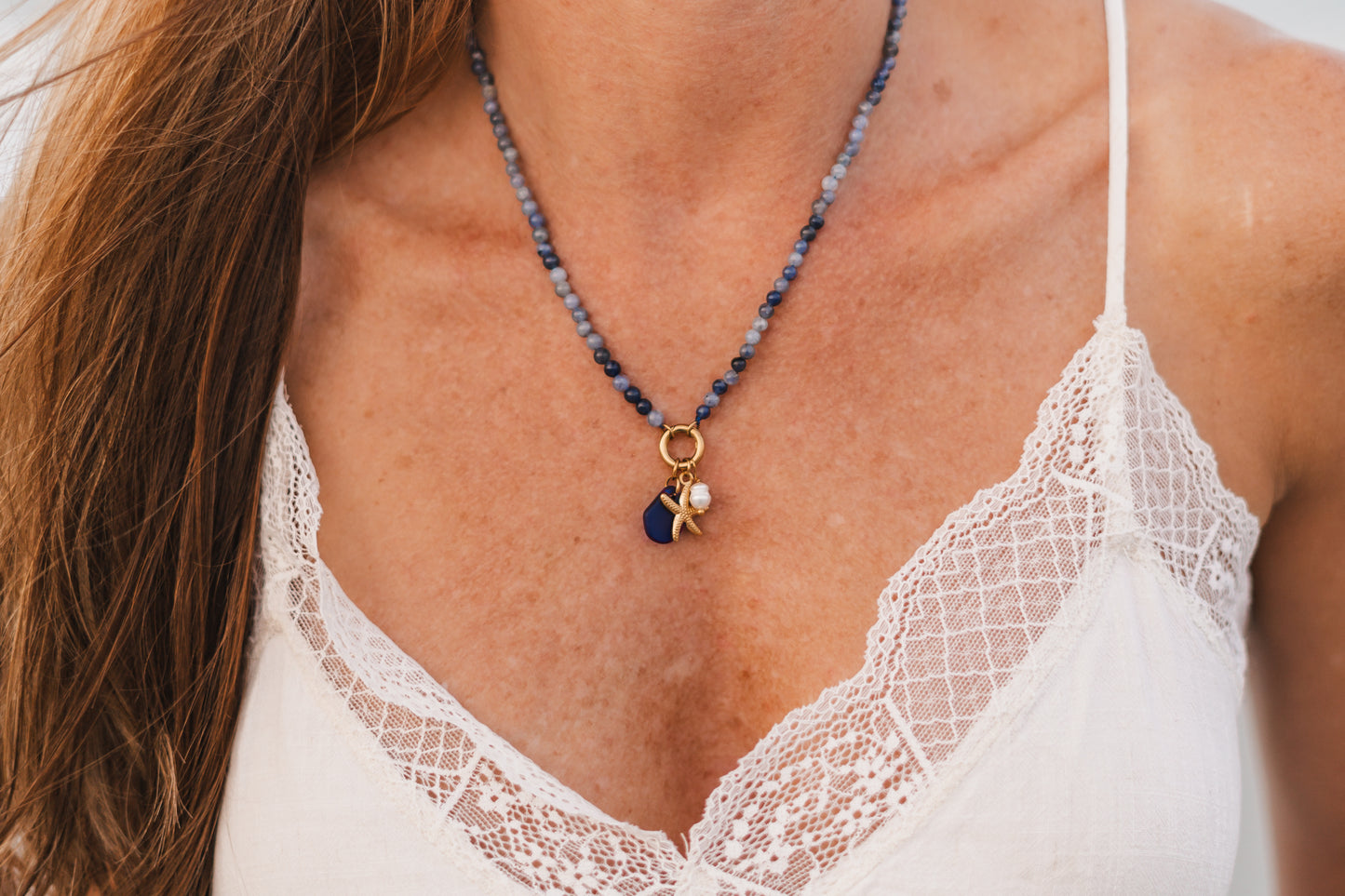 Charley | Waterproof Beaded Carabiner Charm Necklace