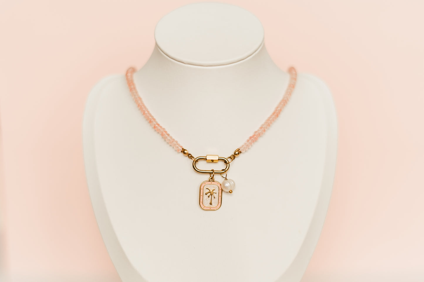 Lucy | Waterproof Beaded Carabiner Charm Necklace