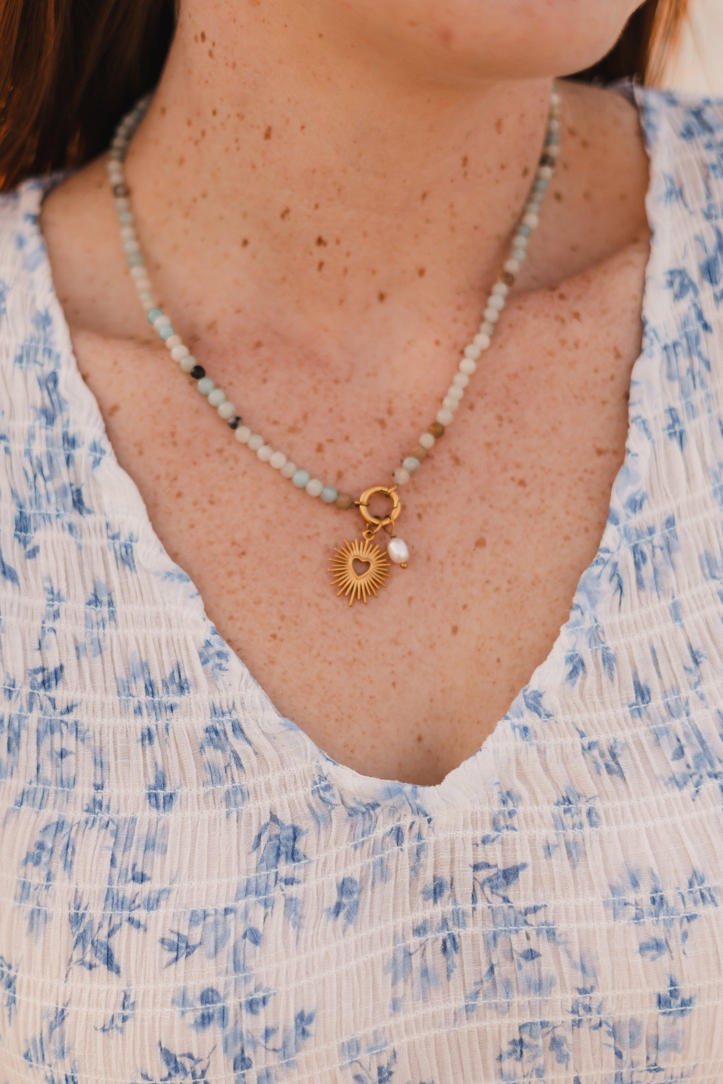 Savannah | Waterproof Beaded Carabiner Charm Necklace
