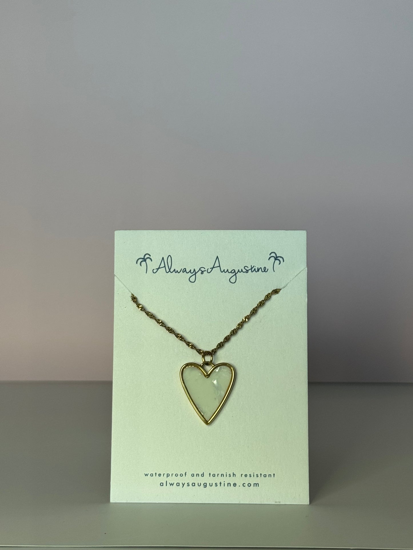 White Enamel Heart Necklace