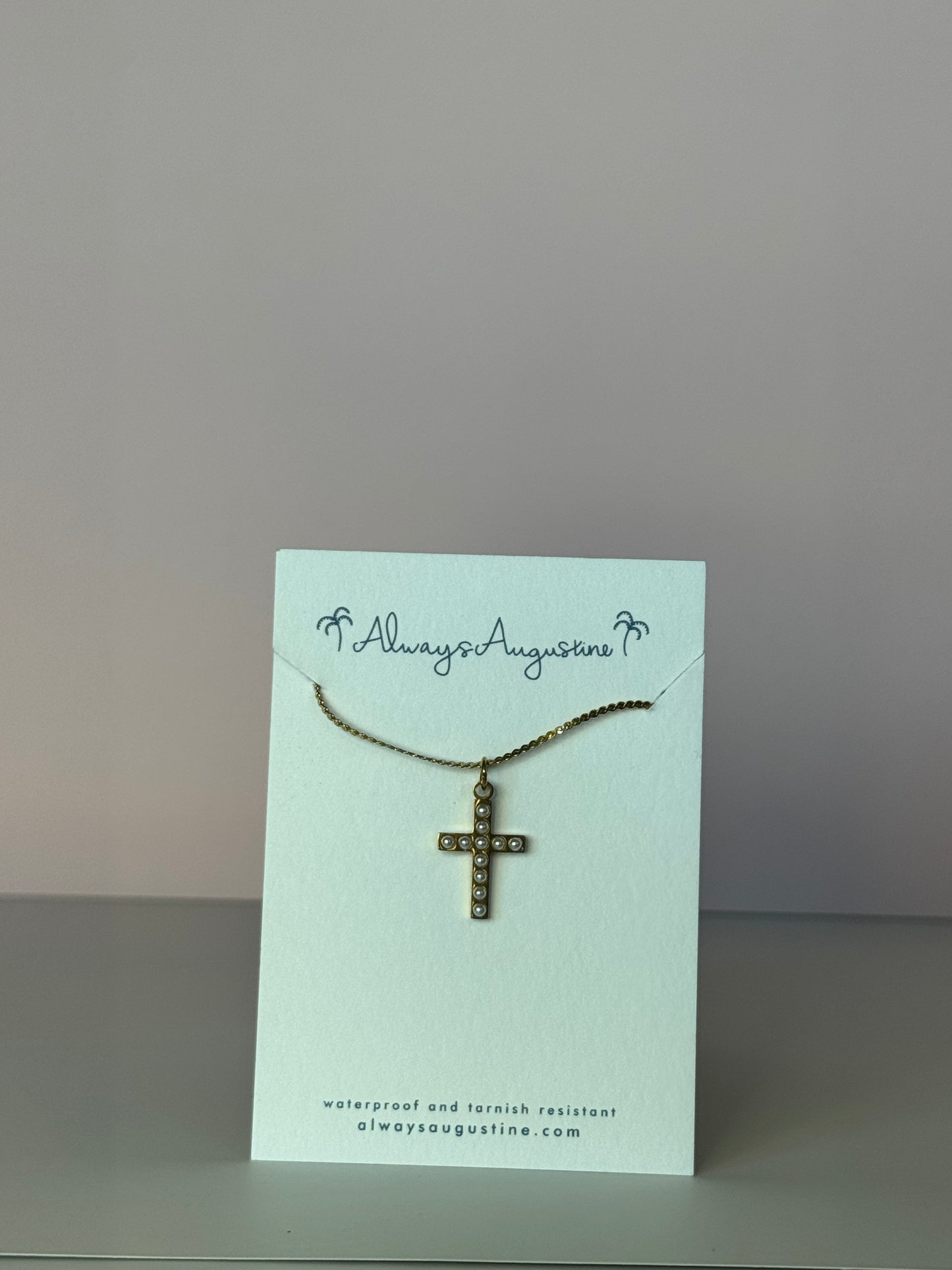 Classic Pearl Cross Necklace