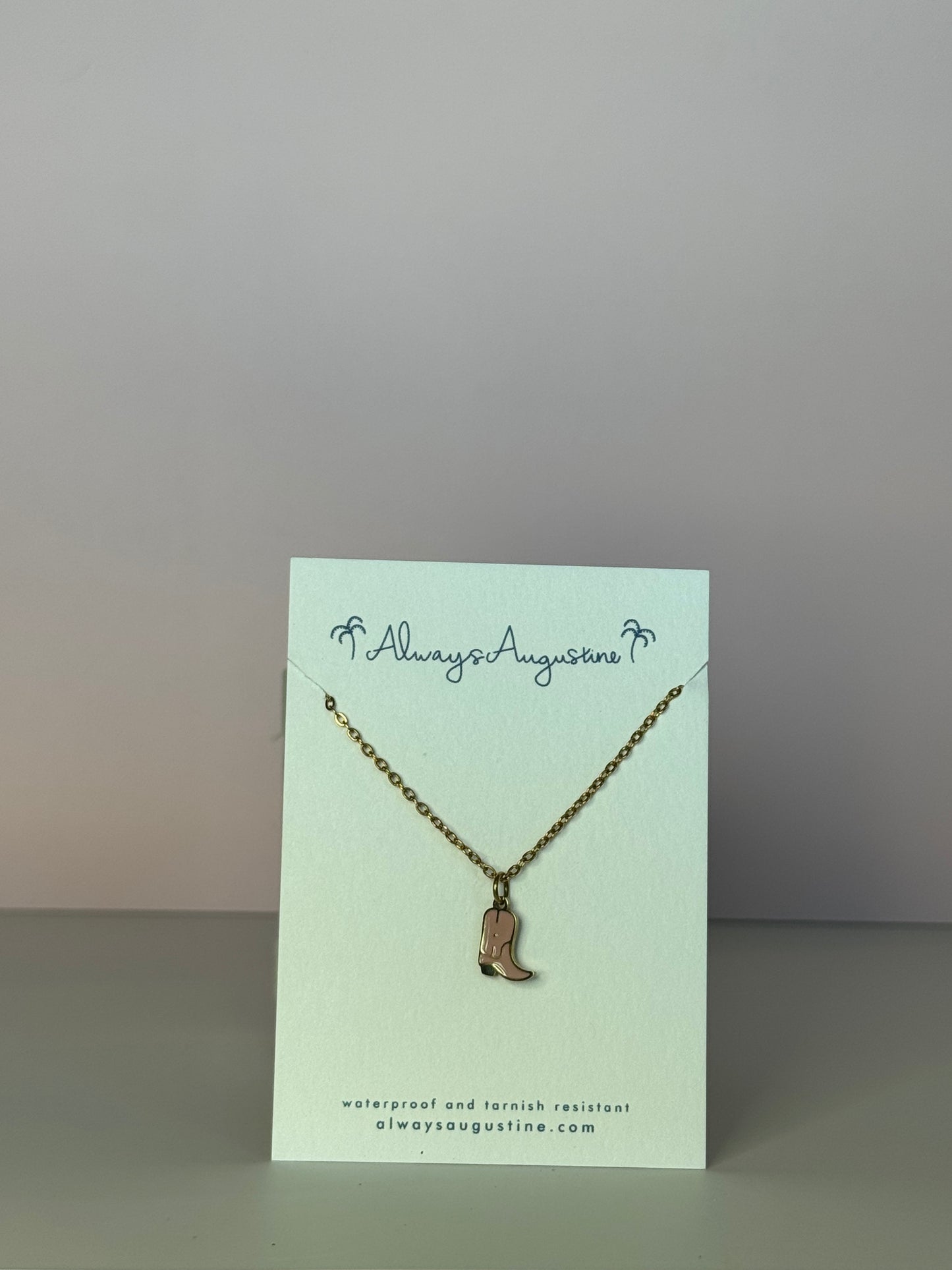 Pink Cowboy Boot Necklace