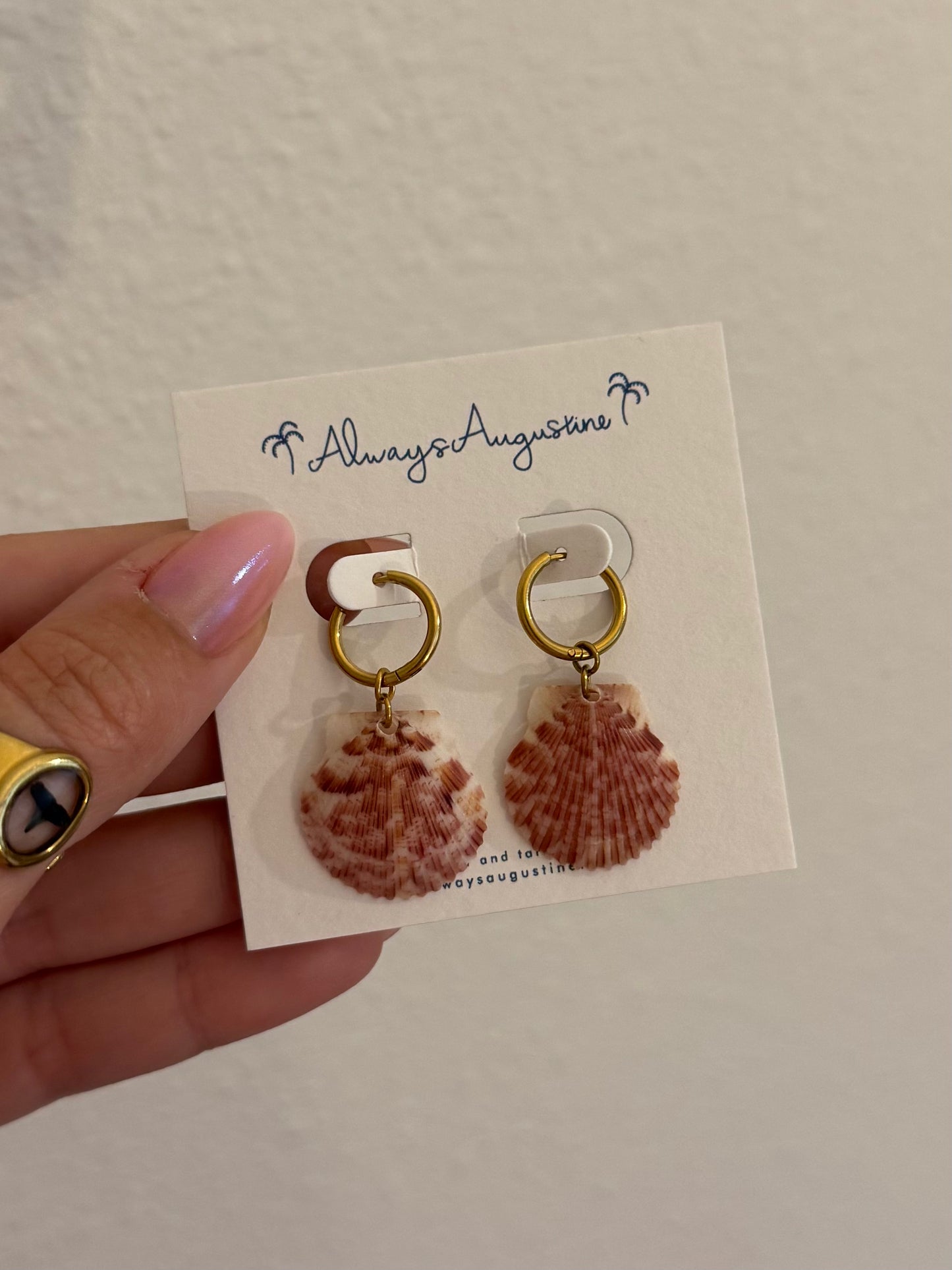 Scallop Shell Huggie Hoops A