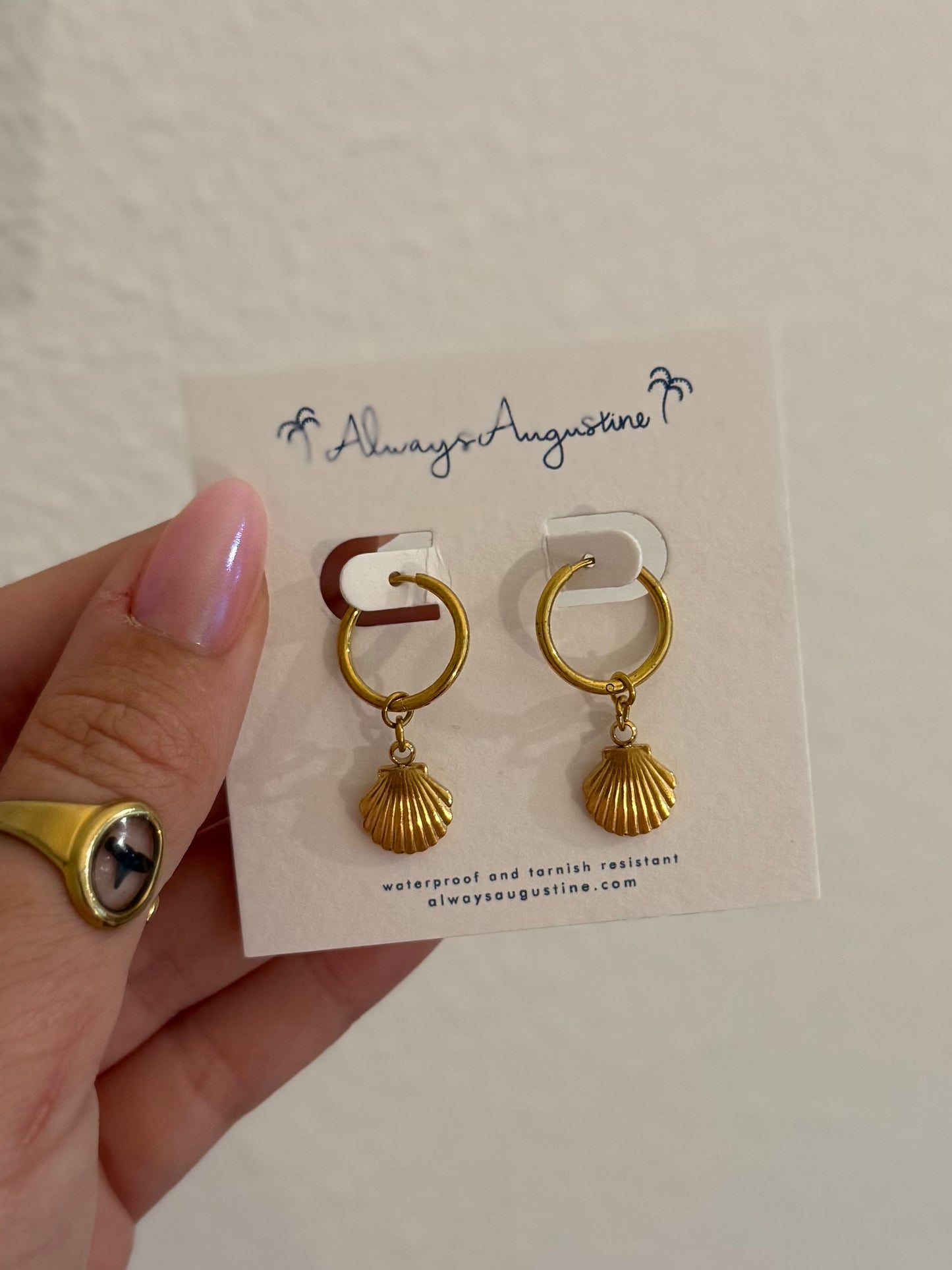 Scallop Shell Huggie Hoops