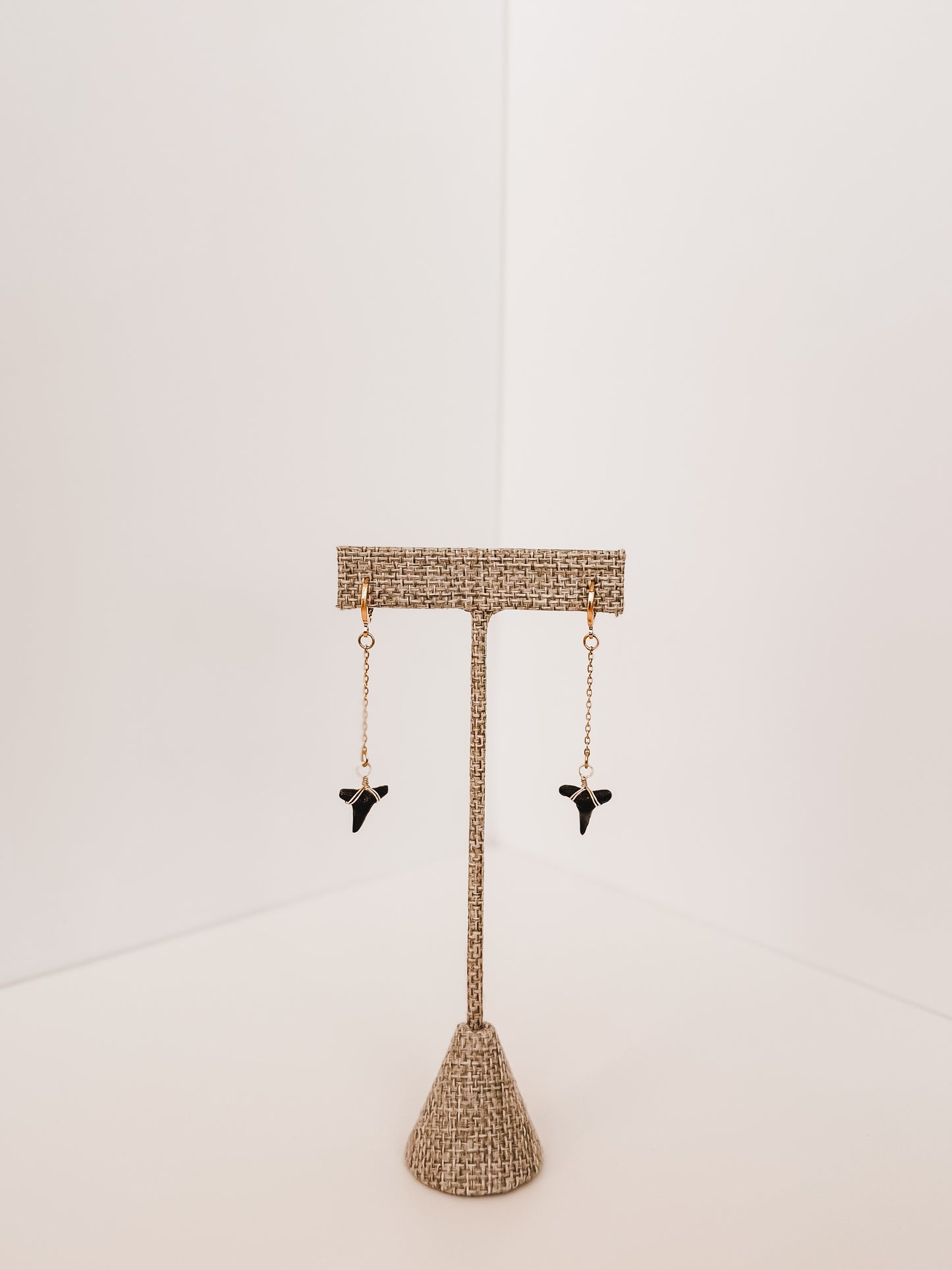 Dangle Chain Shark Tooth Huggie Hoop Earrings | Waterproof