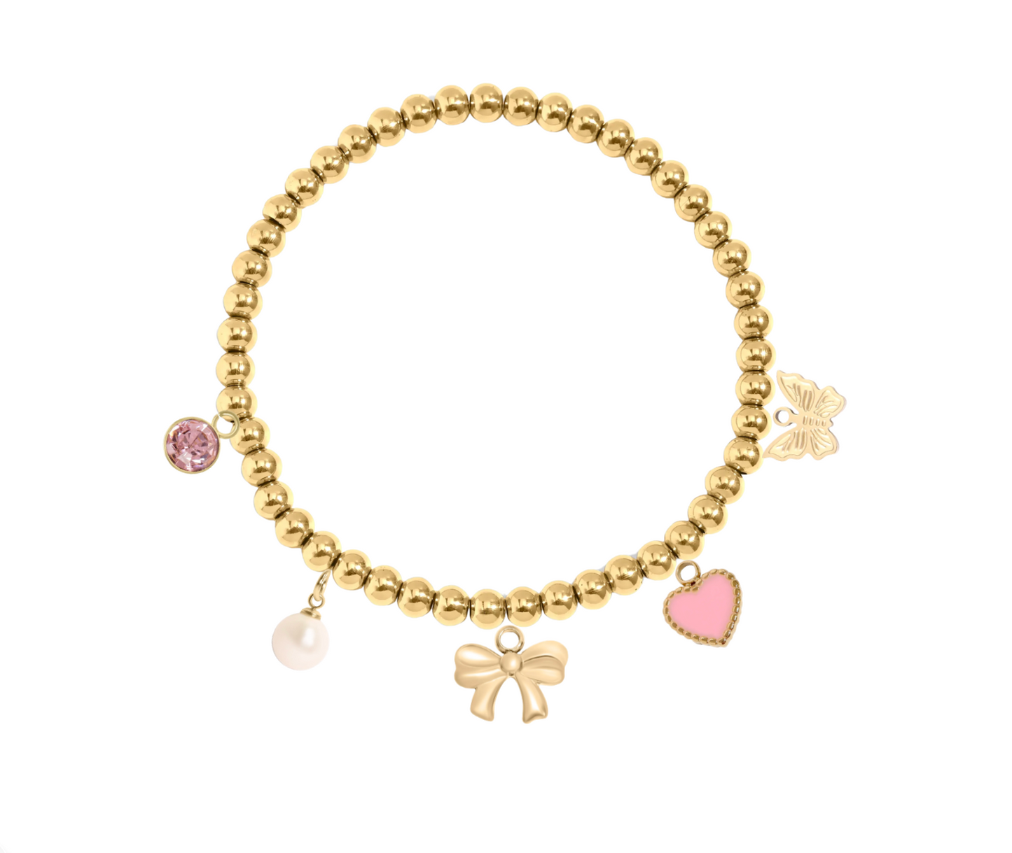 Waterproof Gold Beaded Stretch Charm Bracelet | Build Your Own