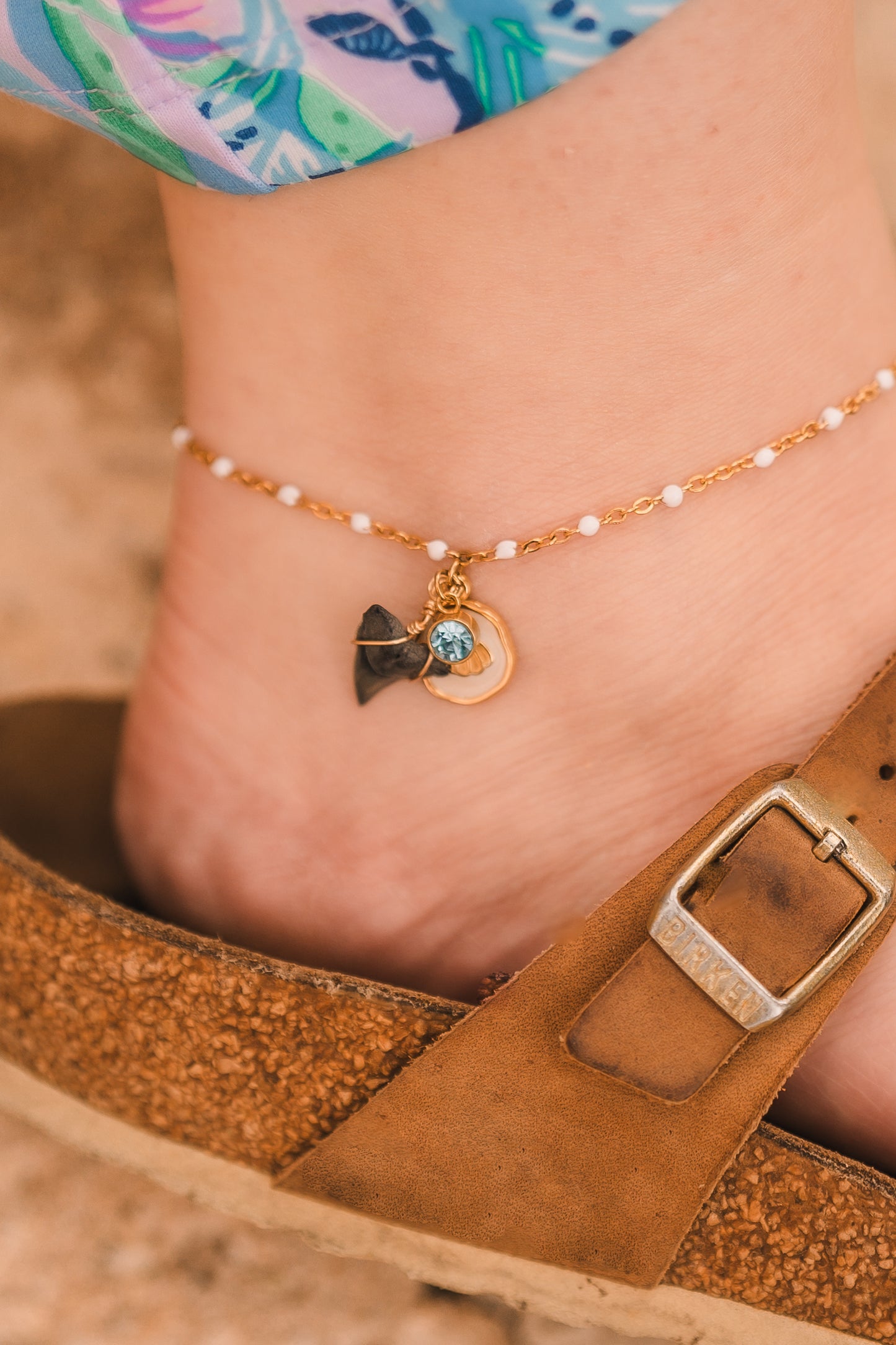 Dana Anklet | Waterproof Shark Tooth Jewelry -- Always Augustine