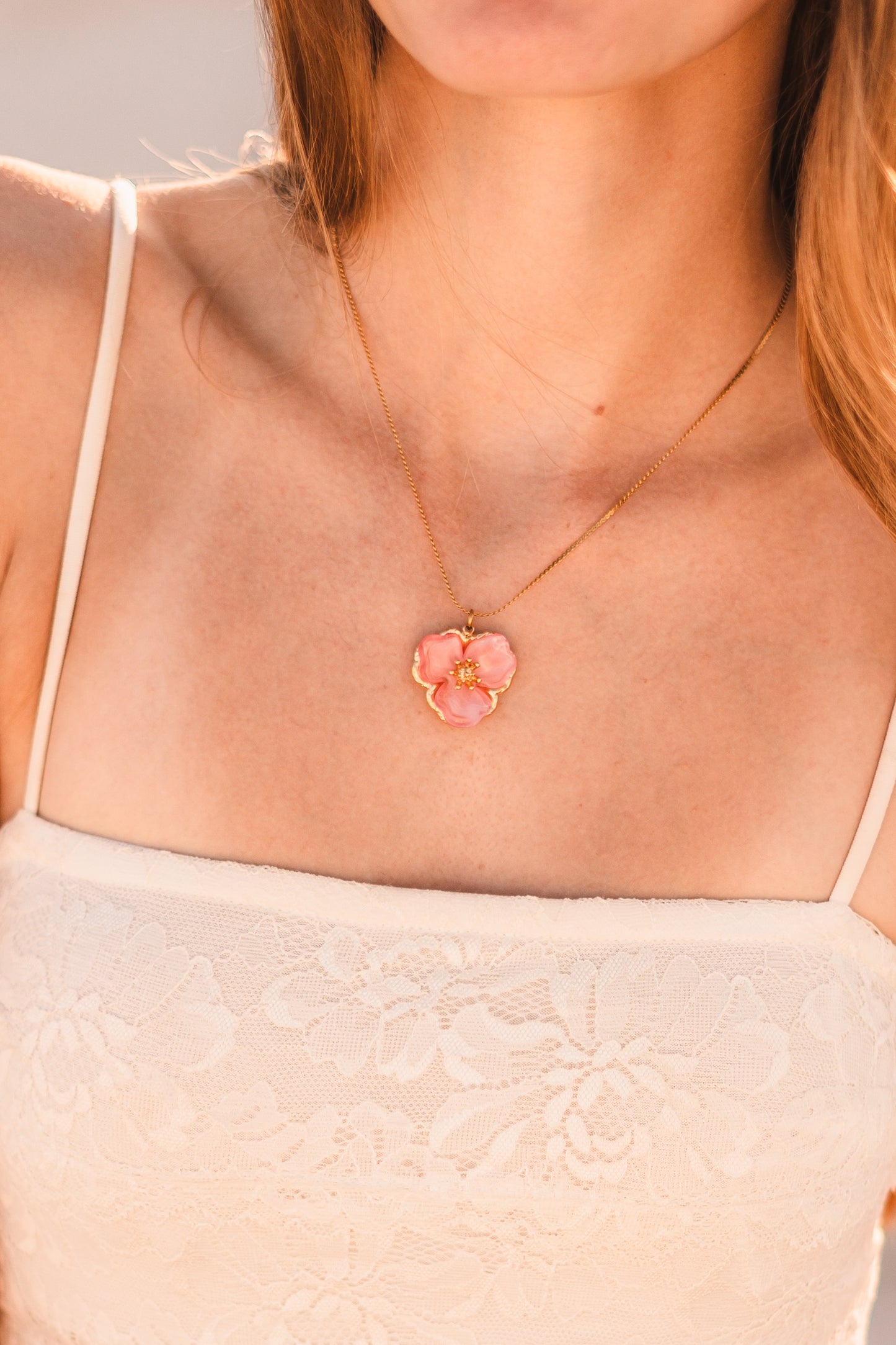 Francesca | Pink Hibiscus Flower Pendant Necklace - Create Your Sunshine