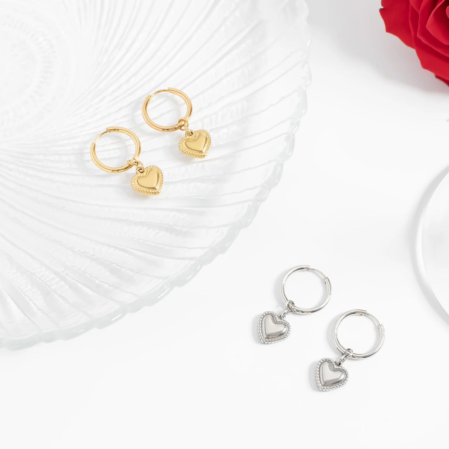 Hallie | Waterproof Heart Huggie Hoop Earrings