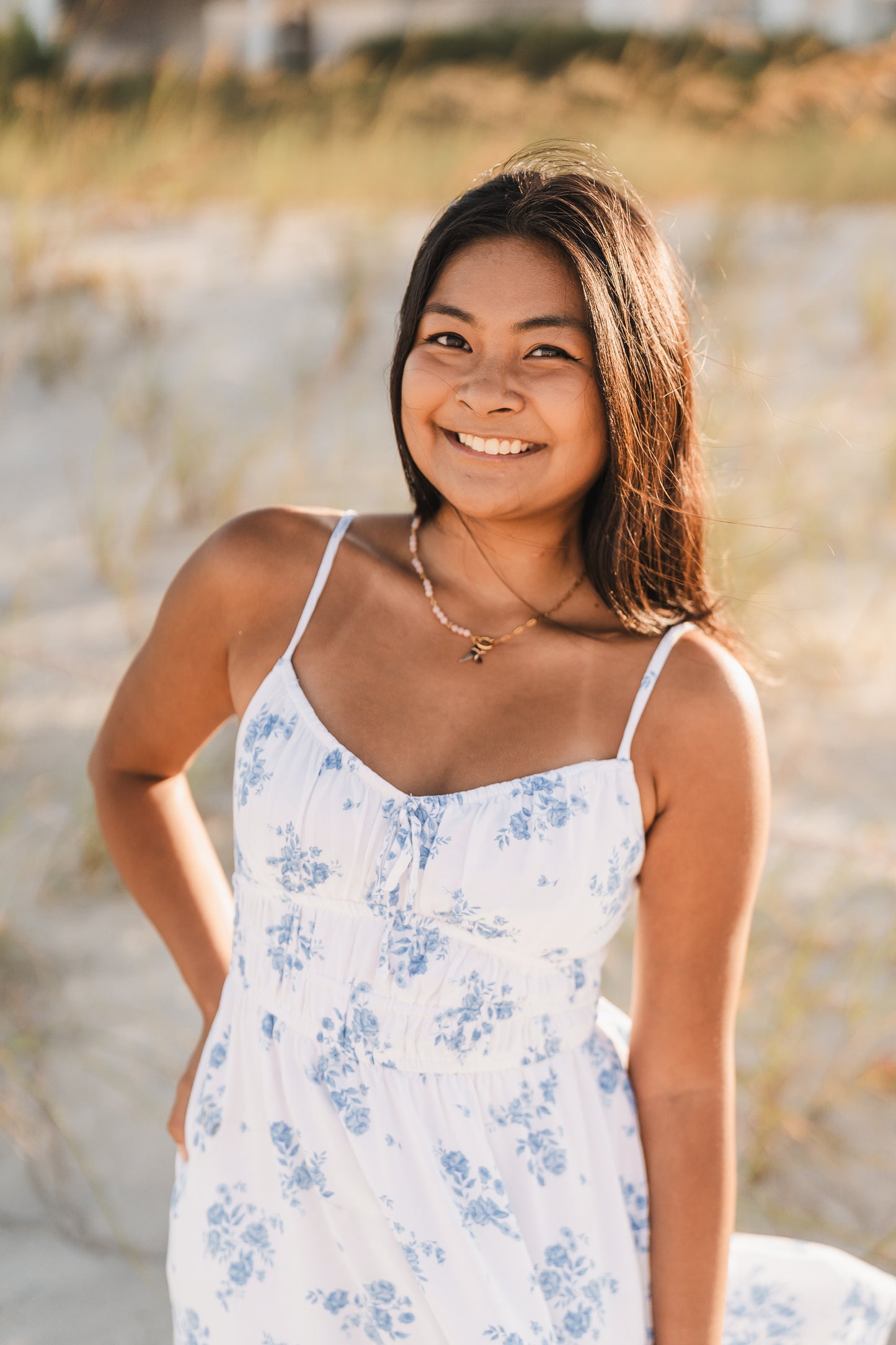 Renee | Waterproof Beaded Shark Tooth Split Chain Necklace