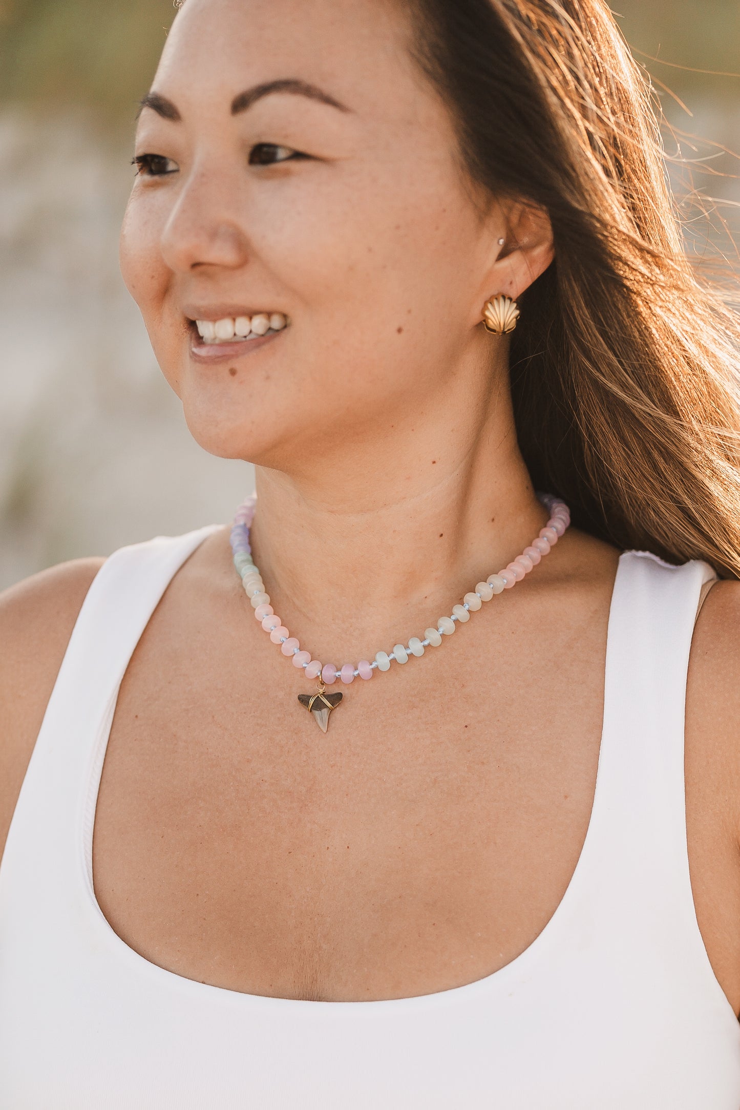 Auggie | Beaded Shark Tooth Necklace
