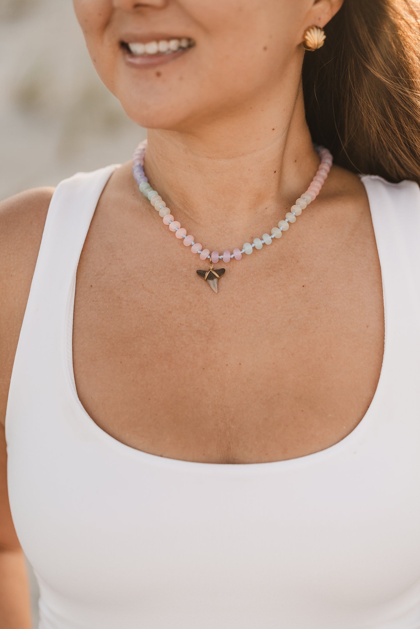 Auggie | Beaded Shark Tooth Necklace