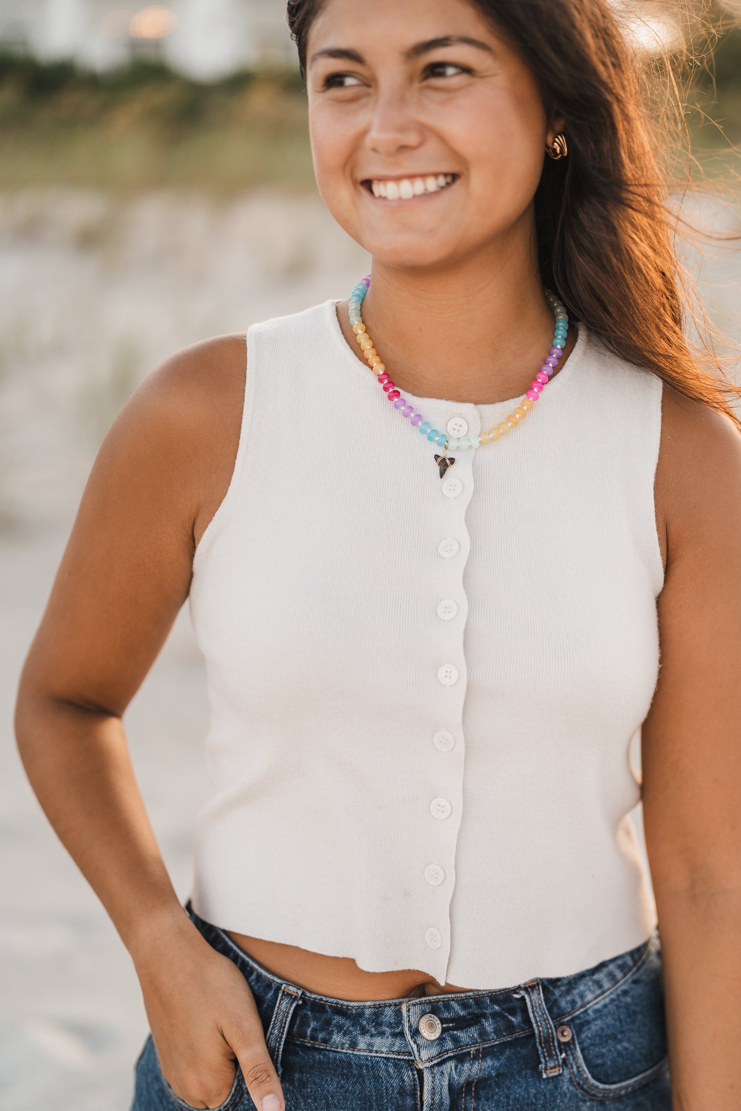 Auggie | Beaded Shark Tooth Necklace