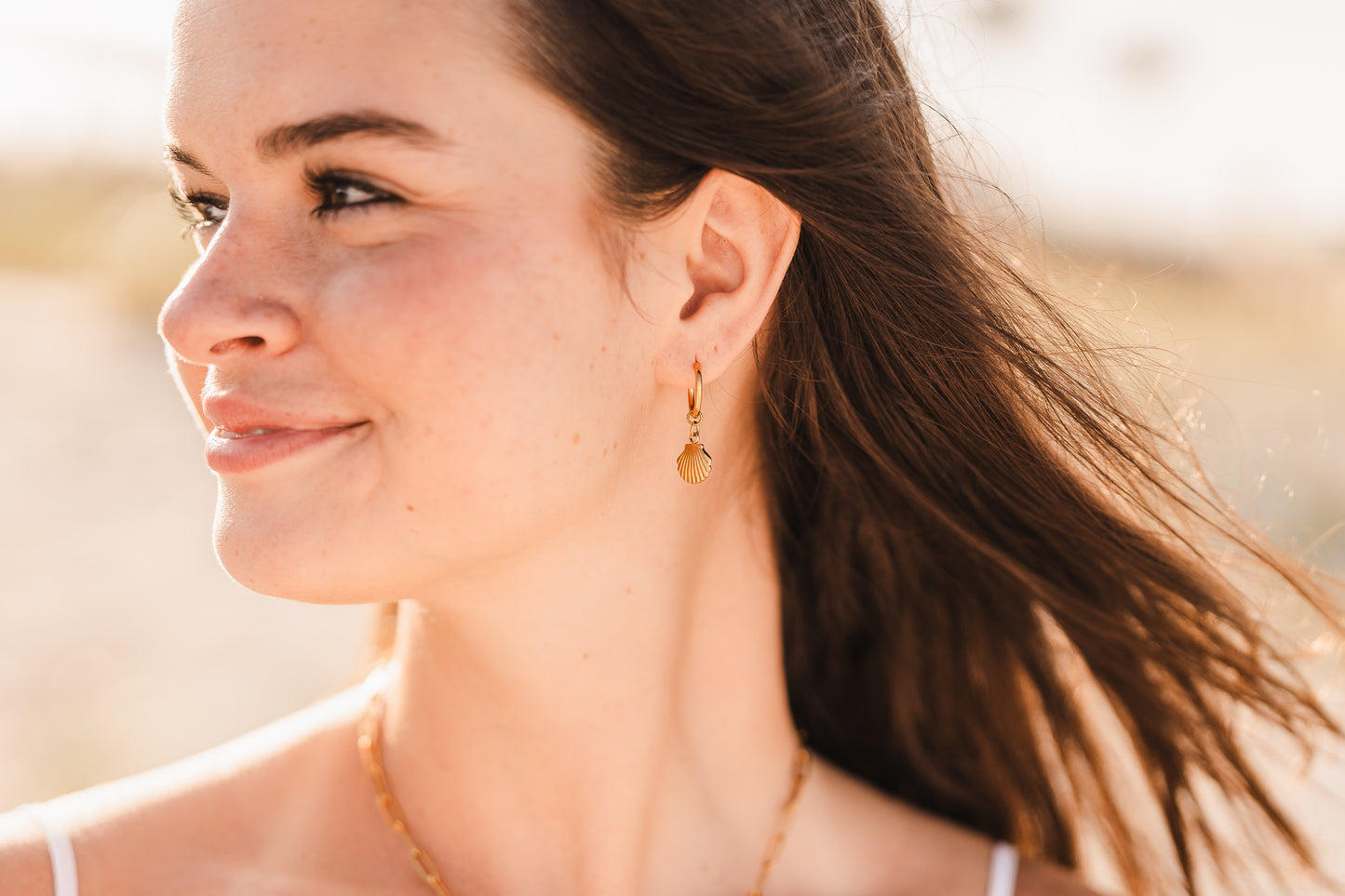 Kelly | Waterproof Shell Huggie Hoop Earrings