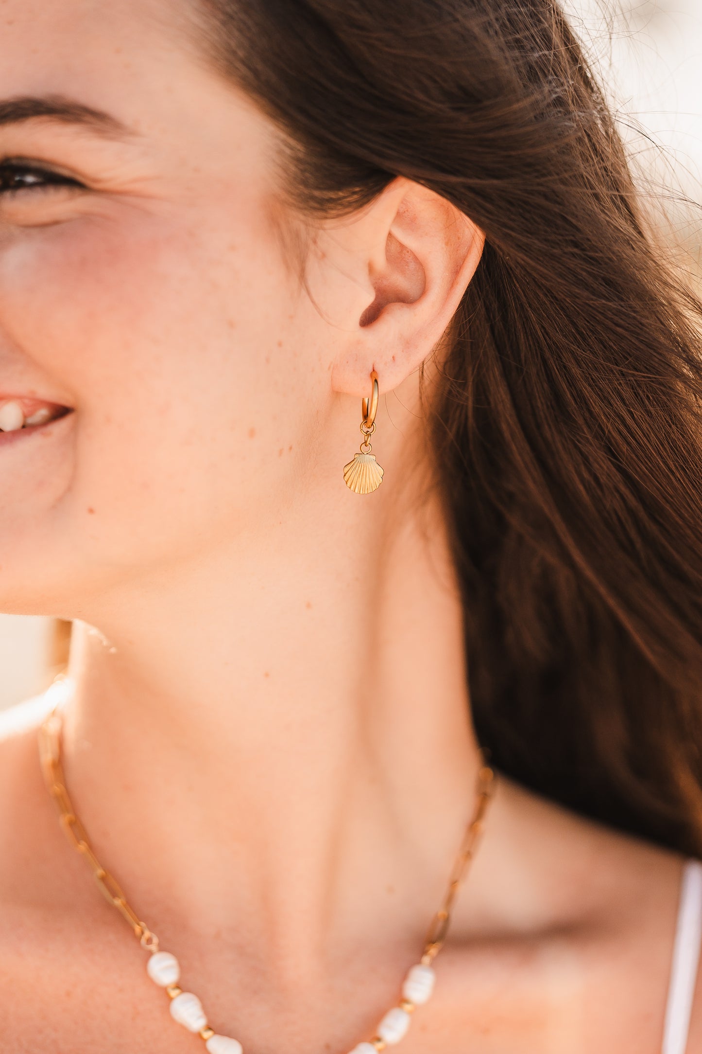 Kelly | Waterproof Shell Huggie Hoop Earrings