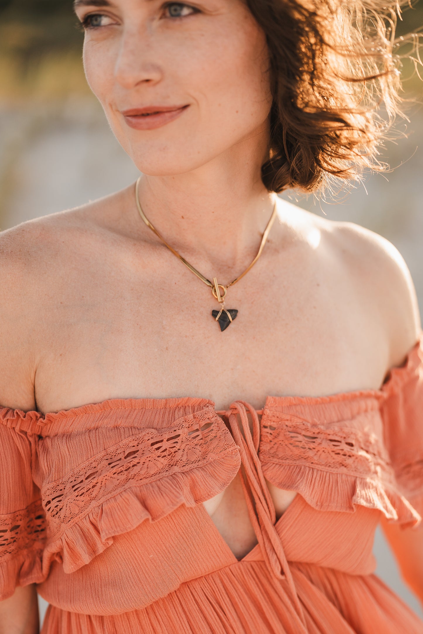 Selena | Herringbone Shark Tooth Necklace