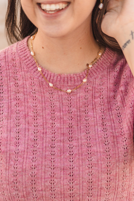 Lexi - Pink Freshwater Pearl Link Necklace - Always Augustine Birthday Collection
