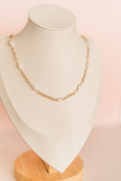 Cecilia - Freshwater Pearl Heart Necklace - Always Augustine Birthday Collection