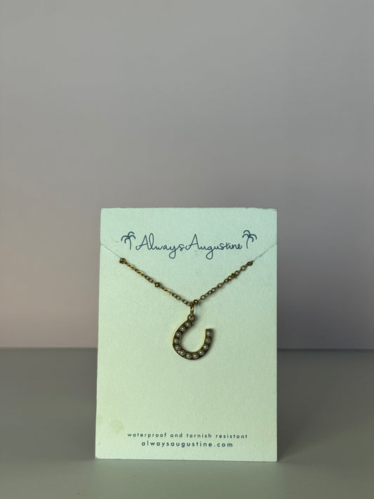 Lucky Pearl Horseshoe Necklace