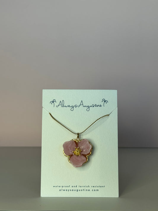 Pink Hibiscus Flower Necklace