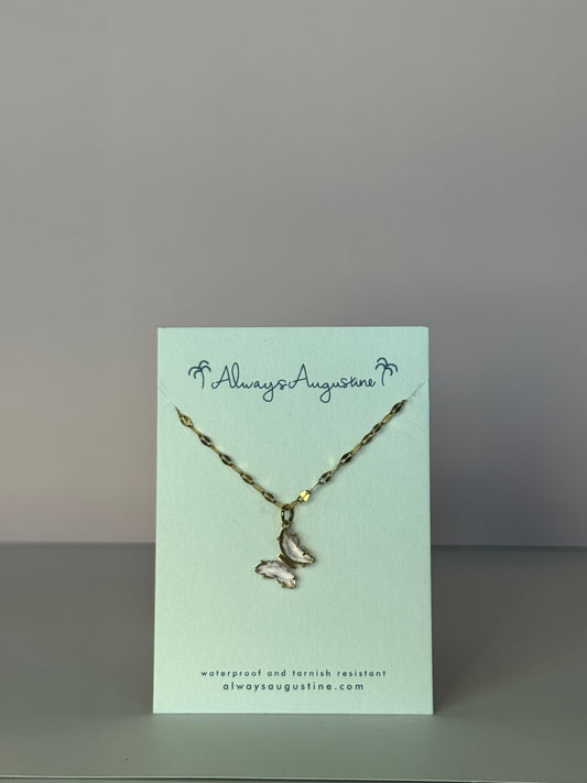 Pink Butterfly Necklace