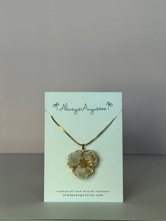 White Hibiscus Flower Necklace