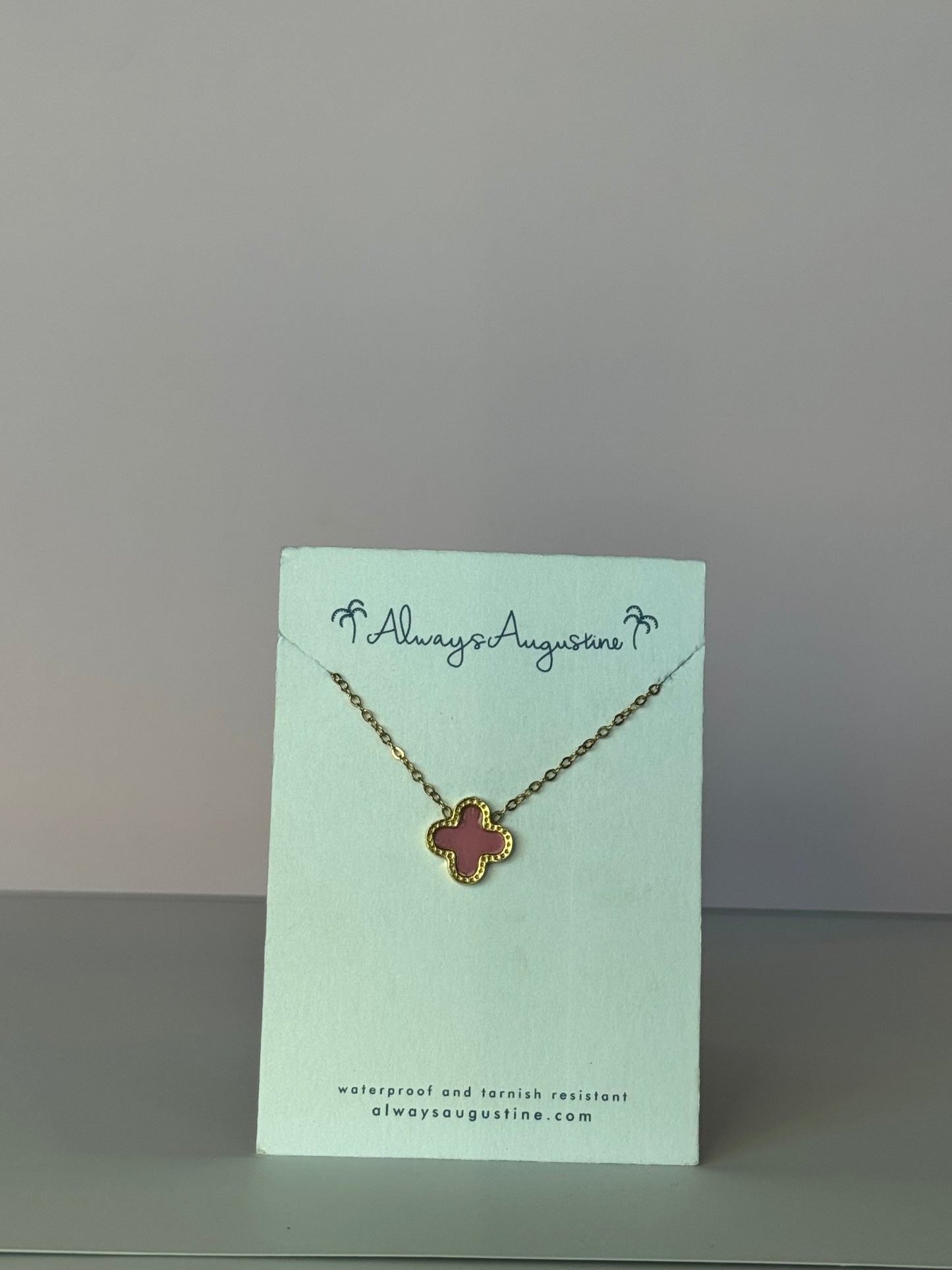 Pink Lucky Clover Necklace