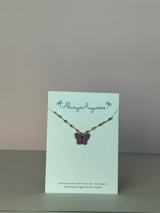 Purple Butterfly Necklace