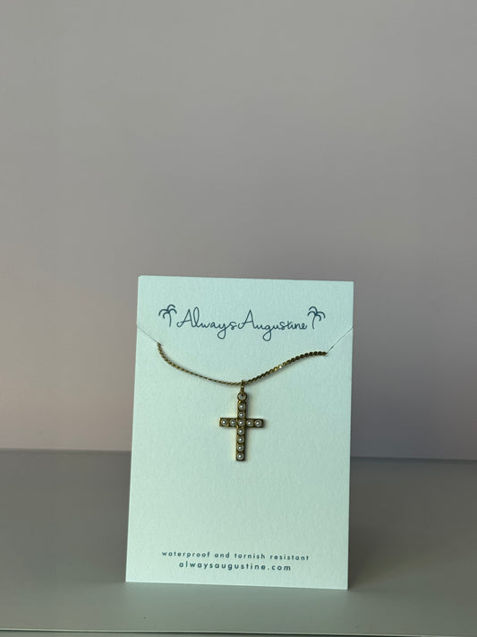 Classic Pearl Cross Necklace