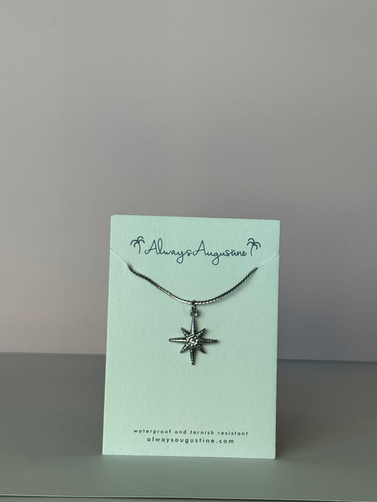 Silver Compass Necklace