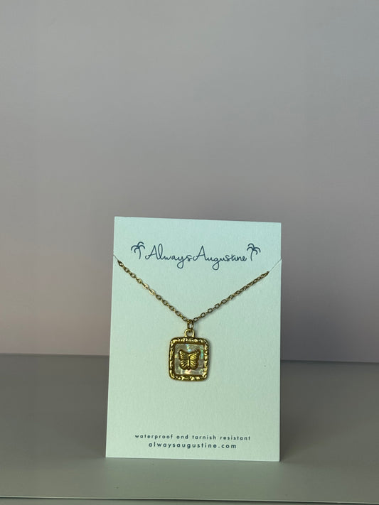 Mother of Pearl Butterfly Necklace (B)