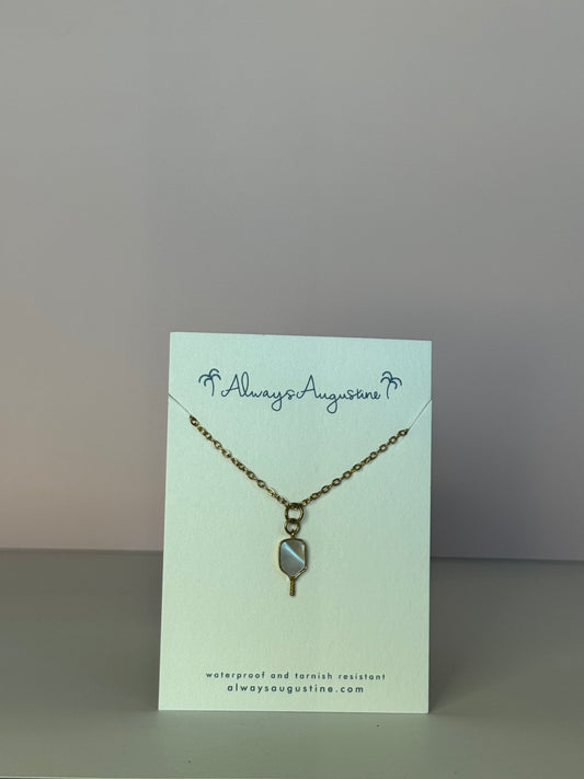 Mother of Pearl Pickleball Necklace