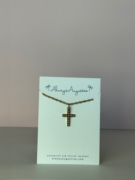 Classic Pearl Cross Necklace (B)