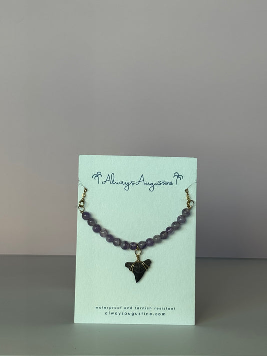 Amelia Shark Tooth Necklace Amethyst