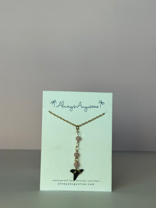 Annie Shark Tooth Necklace Pink Opal