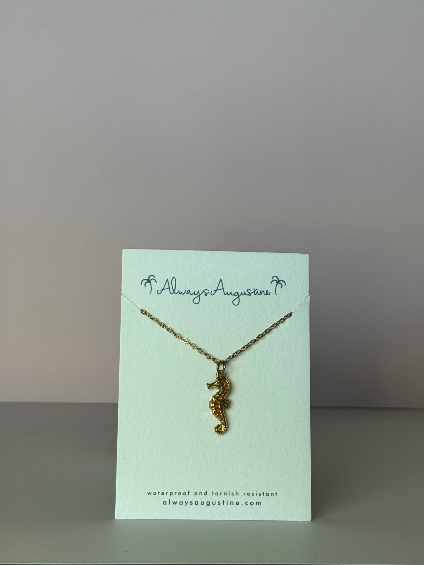 Orange Accent Seahorse Necklace (B)