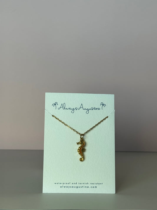 Orange Accent Seahorse Necklace (B)
