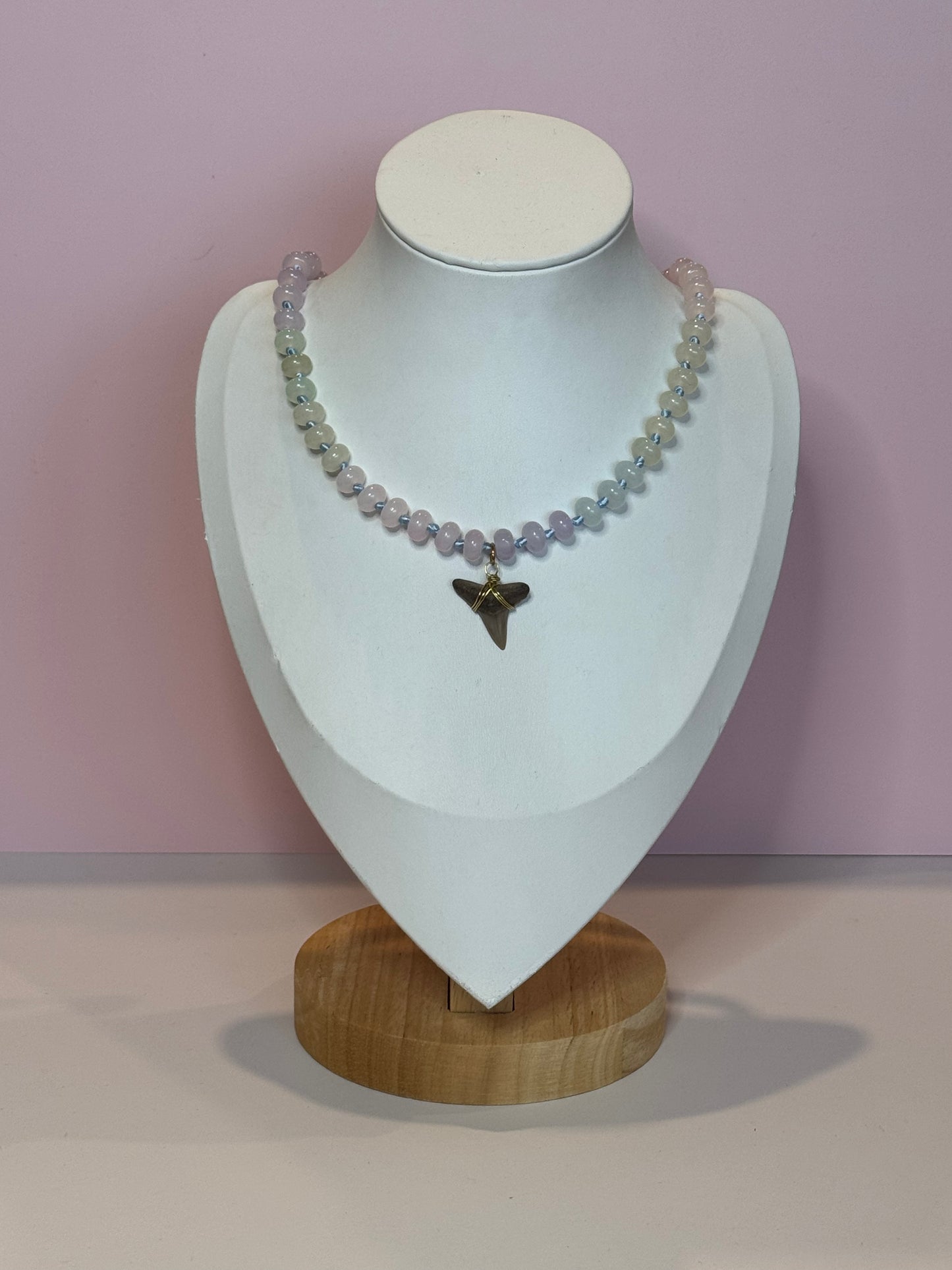 Neutral Beaded Auggie Shark Tooth Necklace