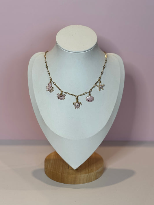 Premade Charm Necklace (Pink Ciela)