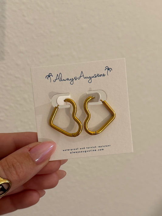 Heart Huggie Hoops