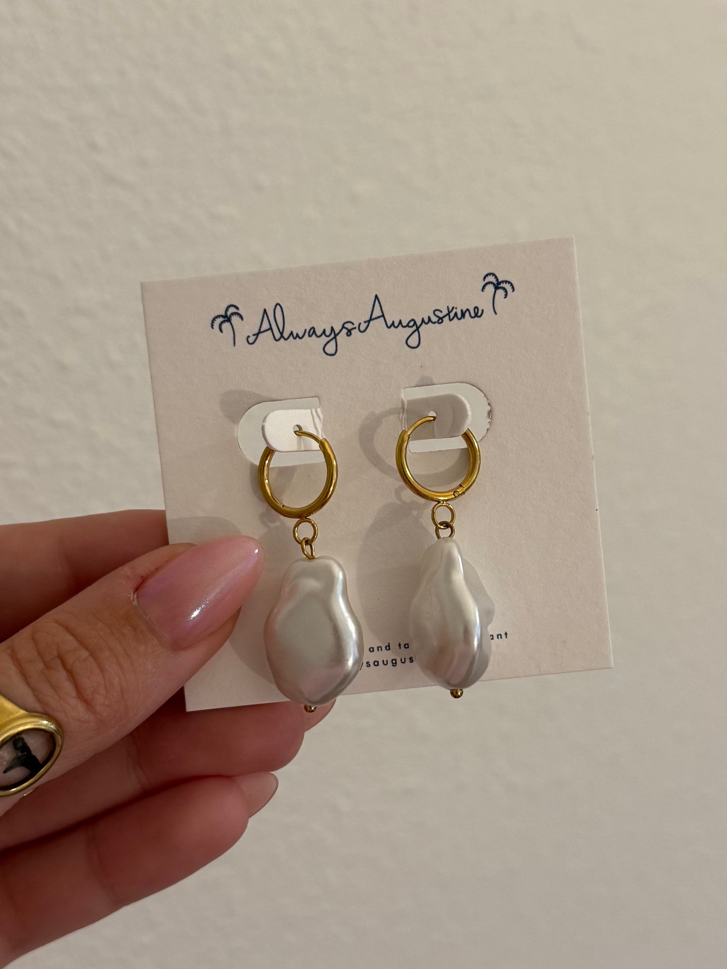 Large Baroque Pearl Huggie Hoops