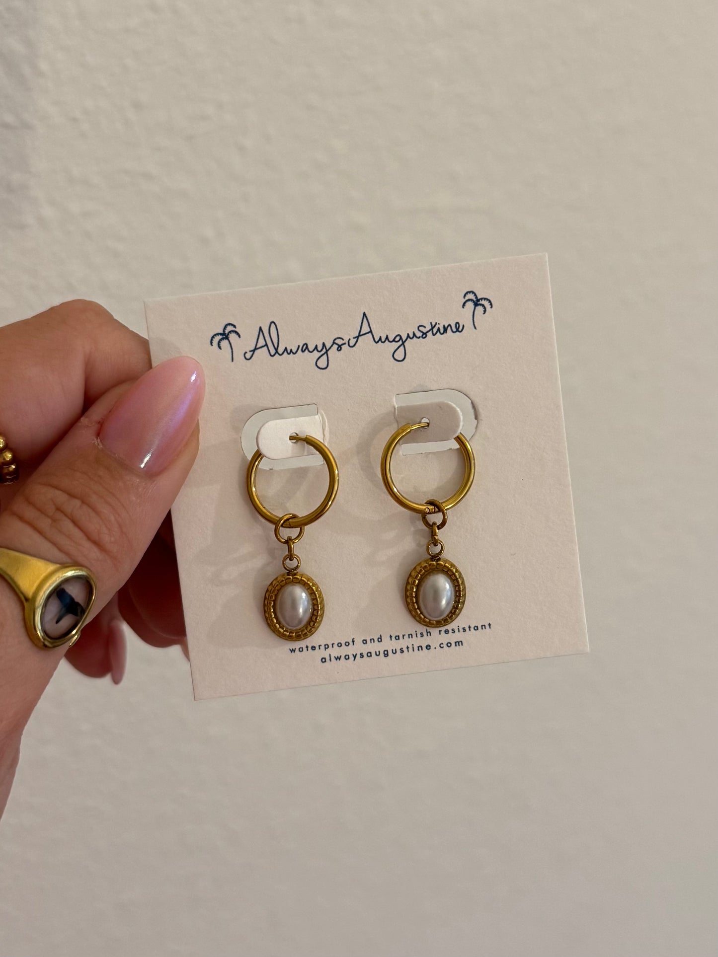 Pearl Pendant Huggie Hoops