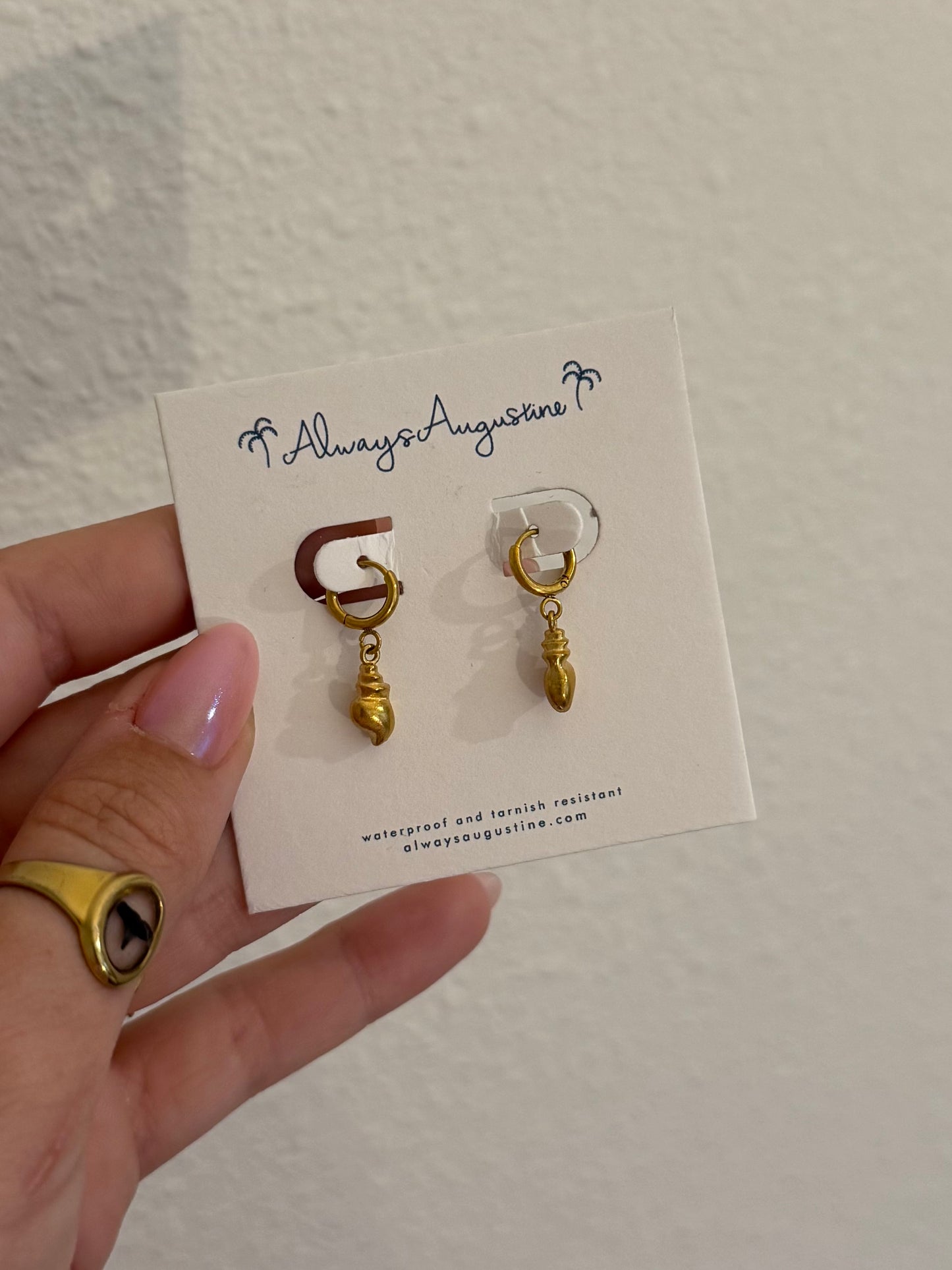 Dainty Conch Shell Huggie Hoops