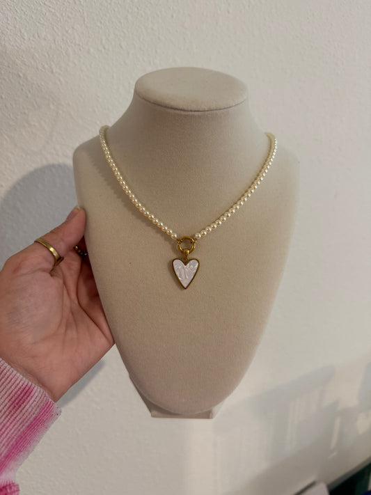 Pearl Keeper Necklace with Heart