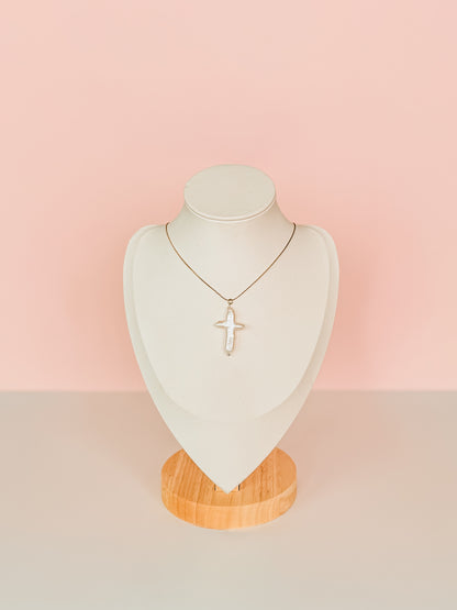Ruthie | Waterproof Pearl Cross Necklace