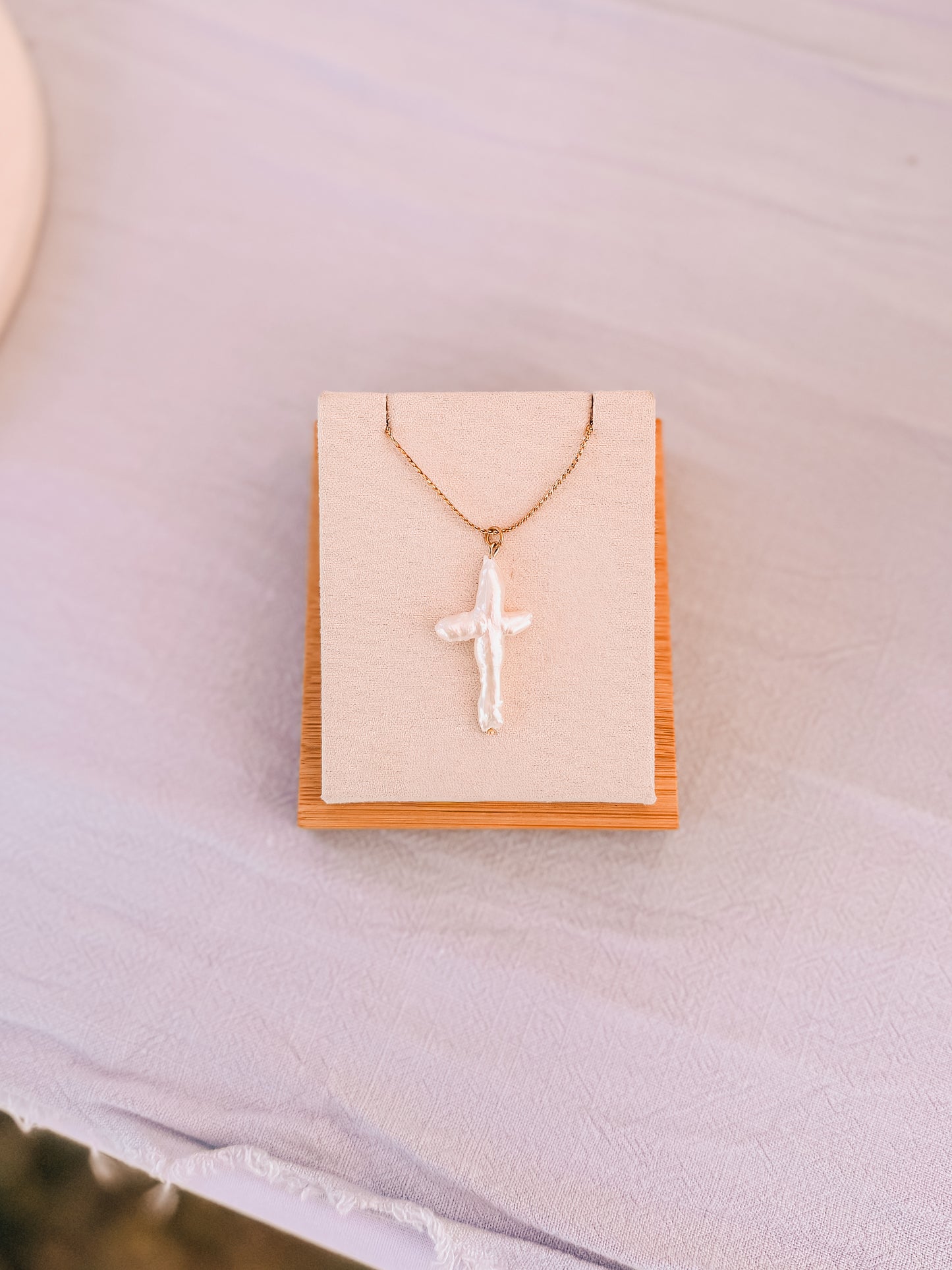 Ruthie | Waterproof Pearl Cross Necklace