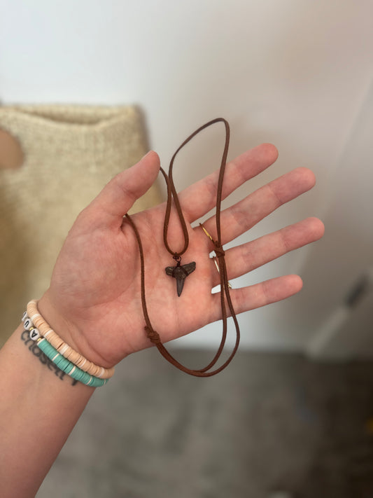 Sable | Men's Adjustable Leather Corded Shark Tooth Necklace