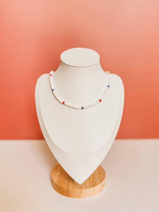 Lincoln | Patriotic Confetti Beaded Necklace
